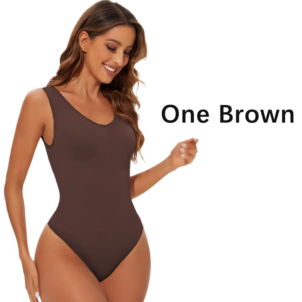 Shapewear Bodysuit Thong Fajas Body Shaper for Women Seamless Light Tummy Control Slimming Flat Belly Underwear Open Crotch