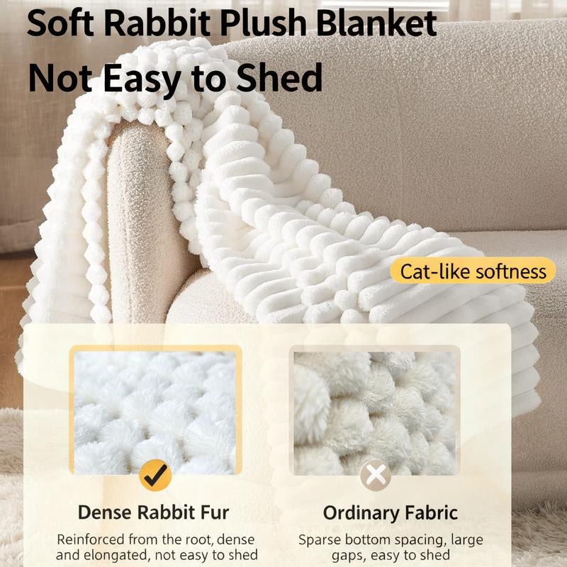 Striped Sleep Blanket Four-Color Fur Blanket Fluffy and Comfortable Lightweight and Soft Skin-Friendly and Smooth Perfect for Beds and Sofas 78 X 90 Inches Christmas & Halloween Gift