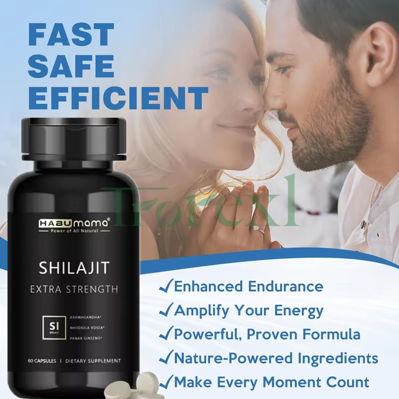 Organic Shilajit for Men | 60 Capsules | Natural Energy + Stamina Booster | Himalayan Mineral Power | Clinically Studied Formula