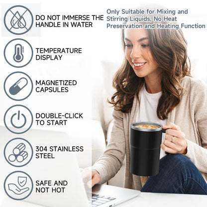 Intelligent Coffee Cup with Lid, 1/3 Counts Automatic Stirring Cup with Temperature Display, USB Rechargeable Stirring Cup for Coffee, Tea, Hot Chocolate, Gift