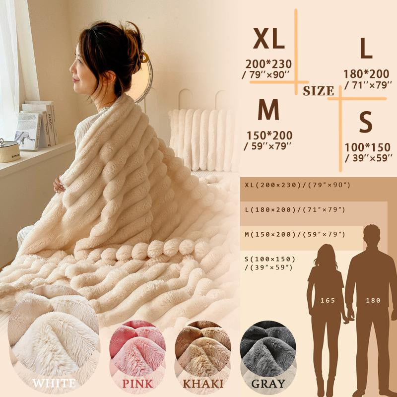 Striped Sleep Blanket Four-Color Fur Blanket Fluffy and Comfortable Lightweight and Soft Skin-Friendly and Smooth Perfect for Beds and Sofas 78 X 90 Inches Christmas & Halloween Gift