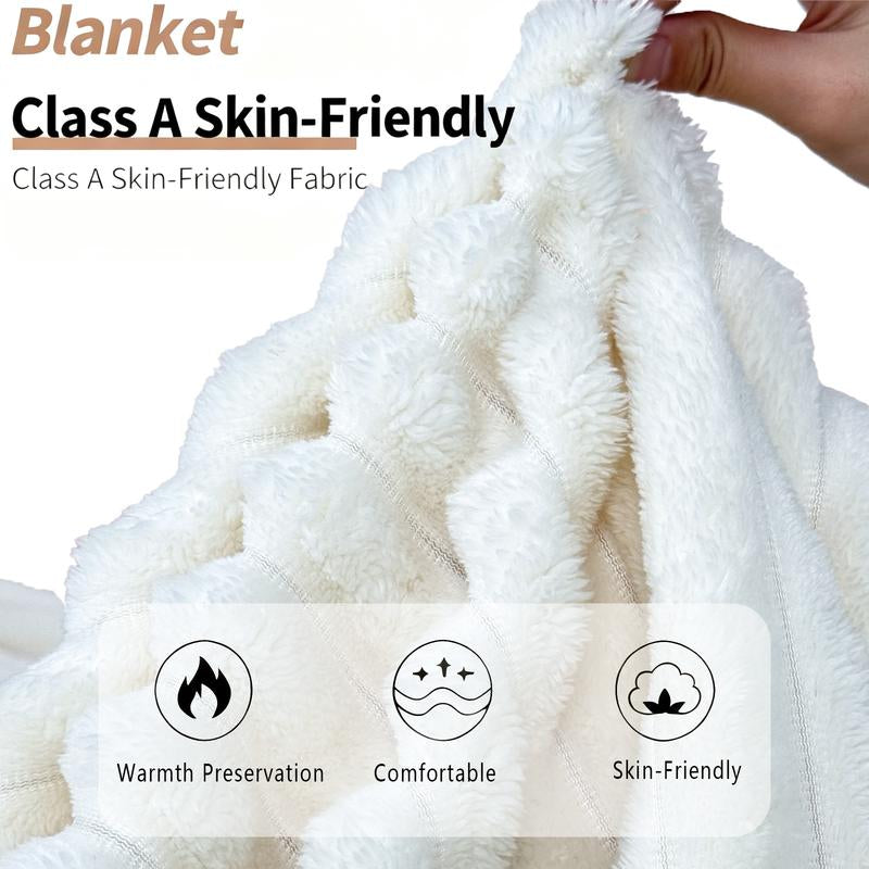 Striped Sleep Blanket Four-Color Fur Blanket Fluffy and Comfortable Lightweight and Soft Skin-Friendly and Smooth Perfect for Beds and Sofas 78 X 90 Inches Christmas & Halloween Gift
