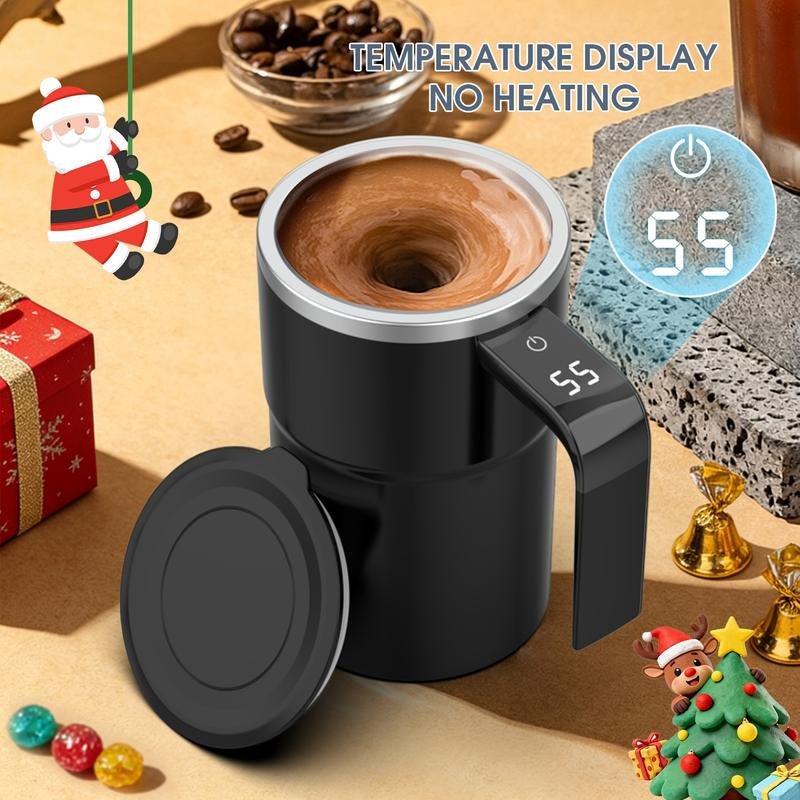 Intelligent Coffee Cup with Lid, 1/3 Counts Automatic Stirring Cup with Temperature Display, USB Rechargeable Stirring Cup for Coffee, Tea, Hot Chocolate, Gift