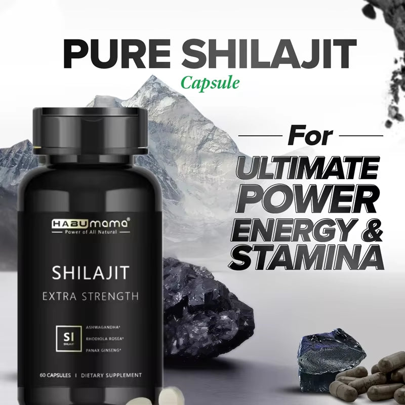 Organic Shilajit for Men | 60 Capsules | Natural Energy + Stamina Booster | Himalayan Mineral Power | Clinically Studied Formula