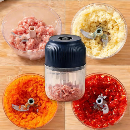 Electric Garlic Chopper,Mini Portable Veggie Chopper,300Ml Garlic Grinder Masher Onion Chopper, Blender to Vegetable, Cordless Food Processor for Ginger, Chili, Fruit, Meat, Spices, Beans, Etc